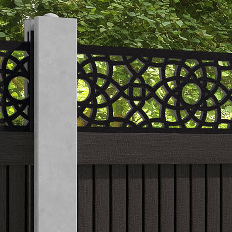Virtis Ambar Fence Panel - Dark Oak - for existing concrete posts