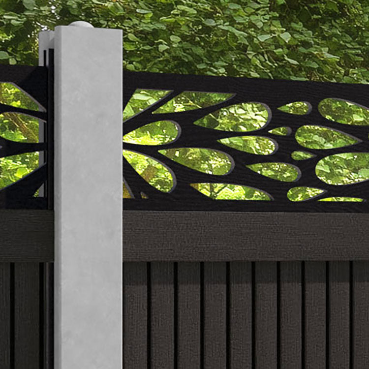 Virtis Blossom Fence Panel - Dark Oak - for existing concrete posts