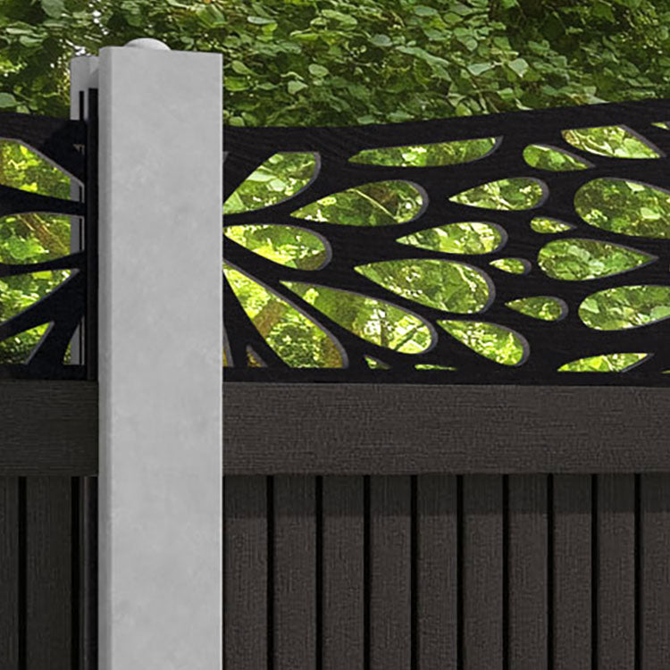 Virtis Blossom Curved Top Fence Panel - Dark Oak - for existing concrete posts