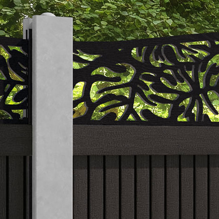 Virtis Botanic Curved Top Fence Panel - Dark Oak - for existing concrete posts