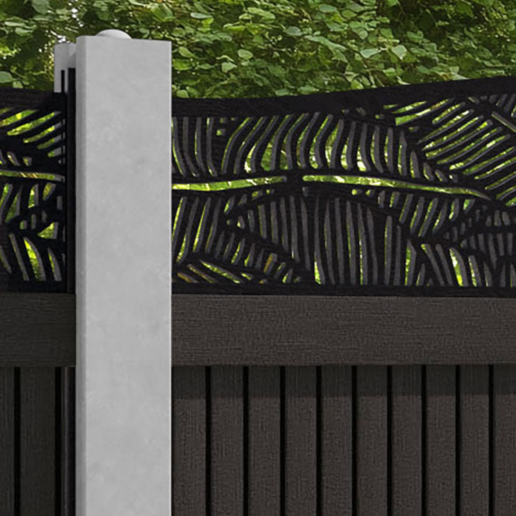 Virtis Feather Curved Top Fence Panel - Dark Oak - for existing concrete posts