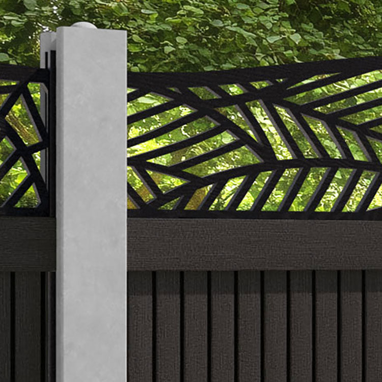 Virtis Habitat Curved Top Fence Panel - Dark Oak - for existing concrete posts