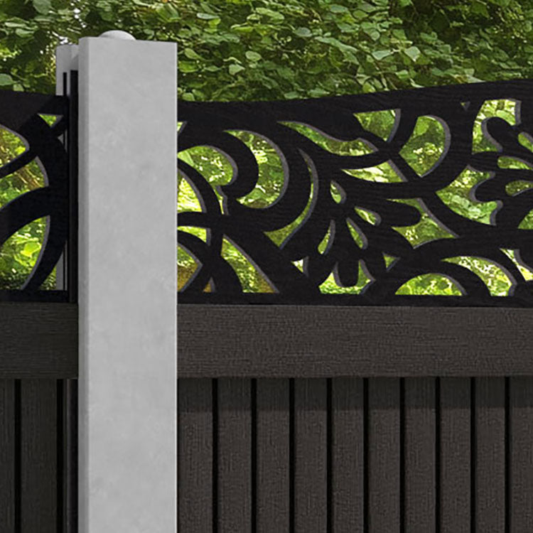 Virtis Heritage Curved Top Fence Panel - Dark Oak - for existing concrete posts