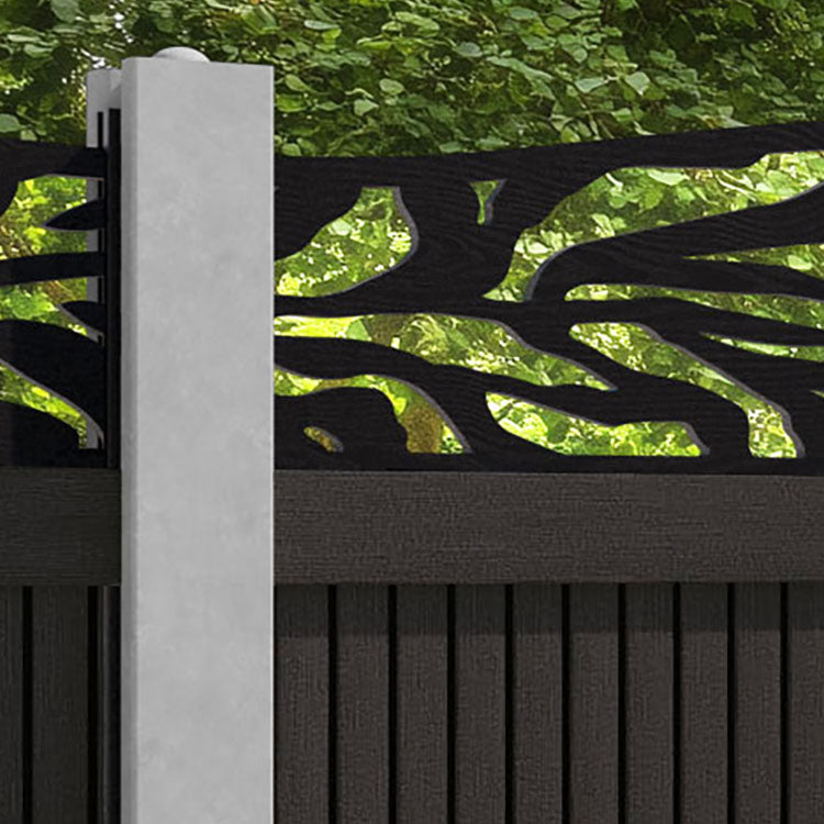 Virtis Malawi Curved Top Fence Panel - Dark Oak - for existing concrete posts