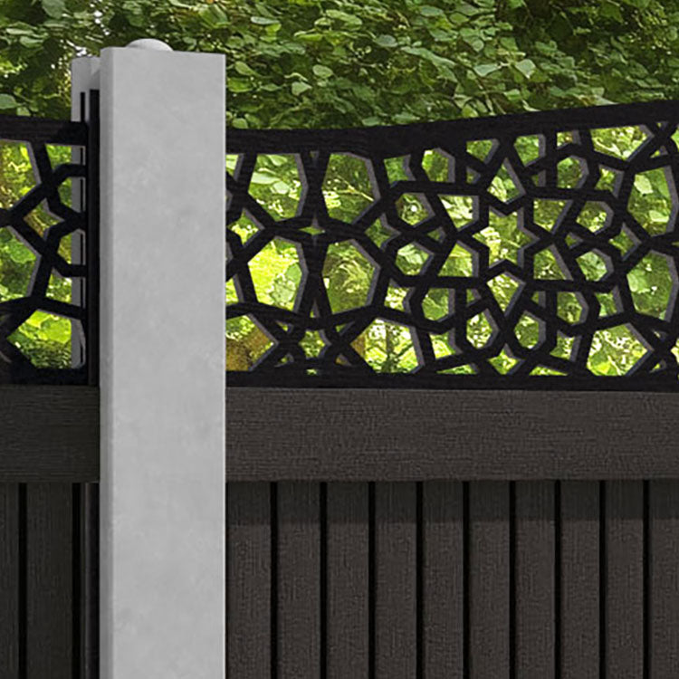 Virtis Nazira Curved Top Fence Panel - Dark Oak - for existing concrete posts