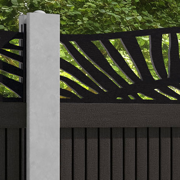 Virtis Palm Curved Top Fence Panel - Dark Oak - for existing concrete posts