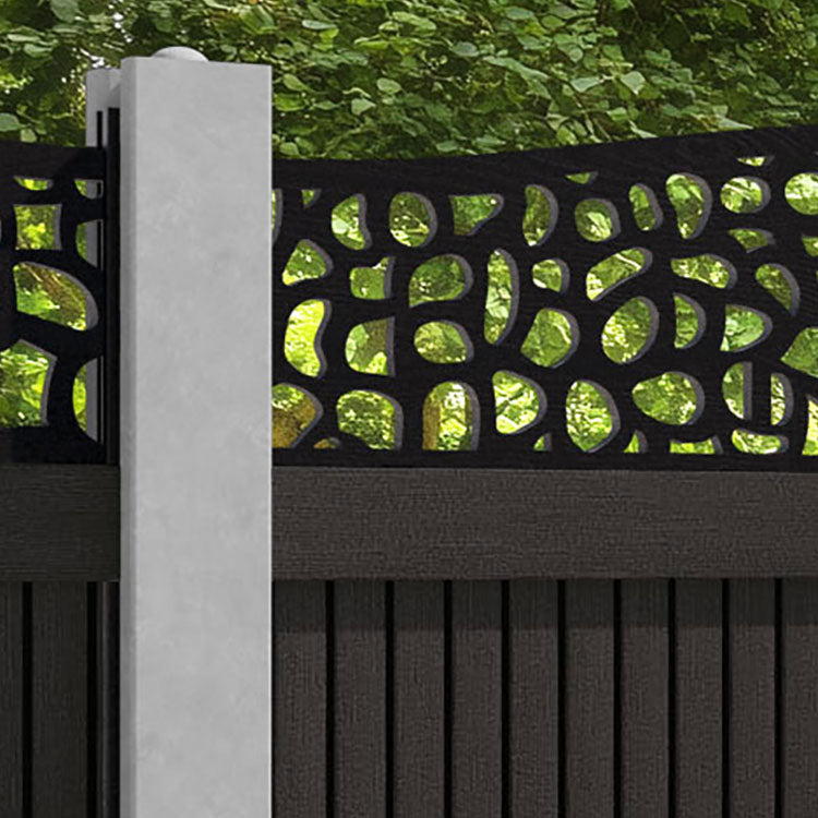 Virtis Pebble Curved Top Fence Panel - Dark Oak - for existing concrete posts