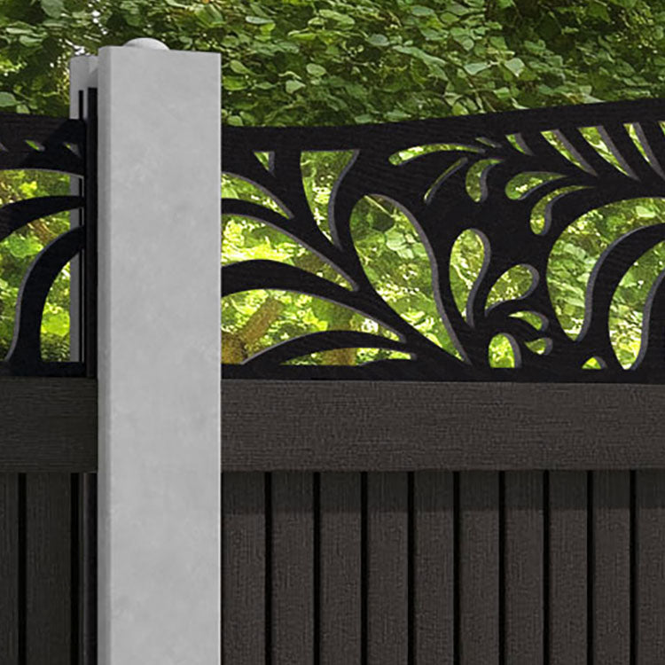 Virtis Petal Curved Top Fence Panel - Dark Oak - for existing concrete posts