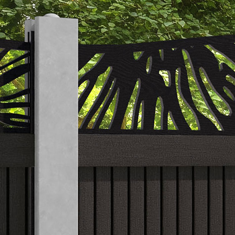 Virtis Poppy Curved Top Fence Panel - Dark Oak - for existing concrete posts