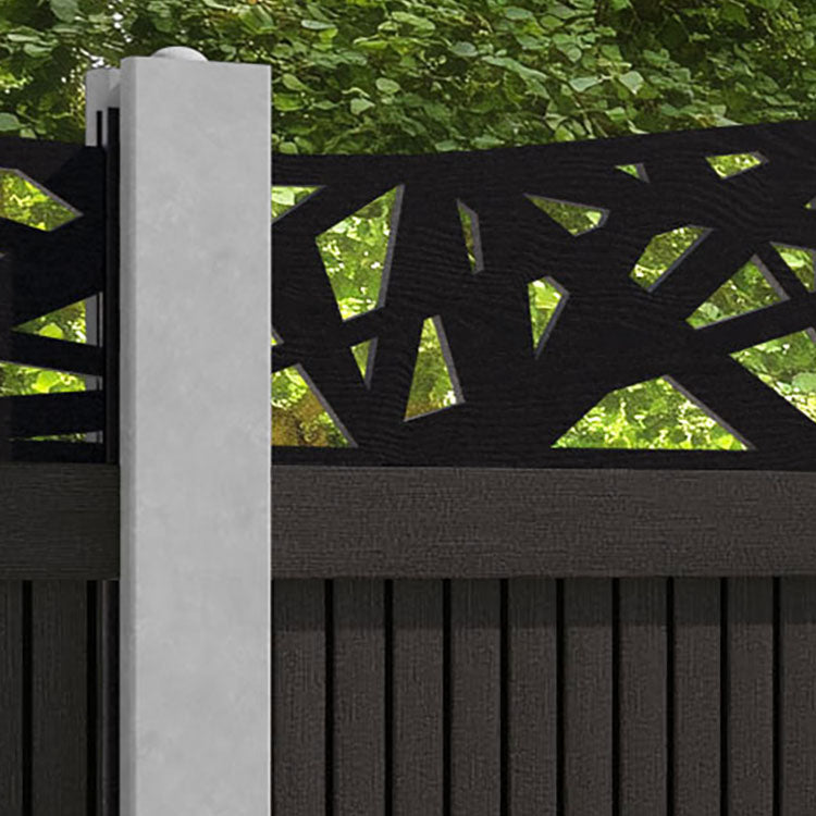 Virtis Prism Curved Top Fence Panel - Dark Oak - for existing concrete posts
