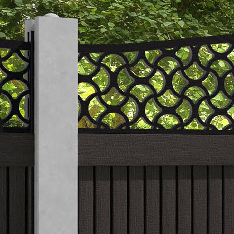 Virtis Vida Curved Top Fence Panel - Dark Oak - for existing concrete posts