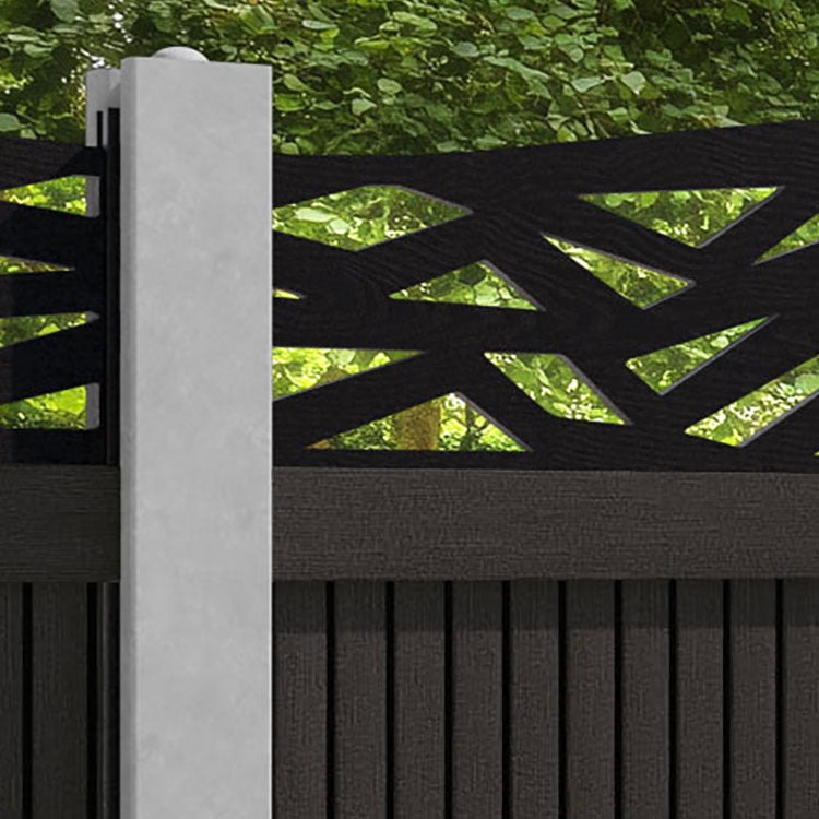 Virtis Zenith Curved Top Fence Panel - Dark Oak - for existing concrete posts