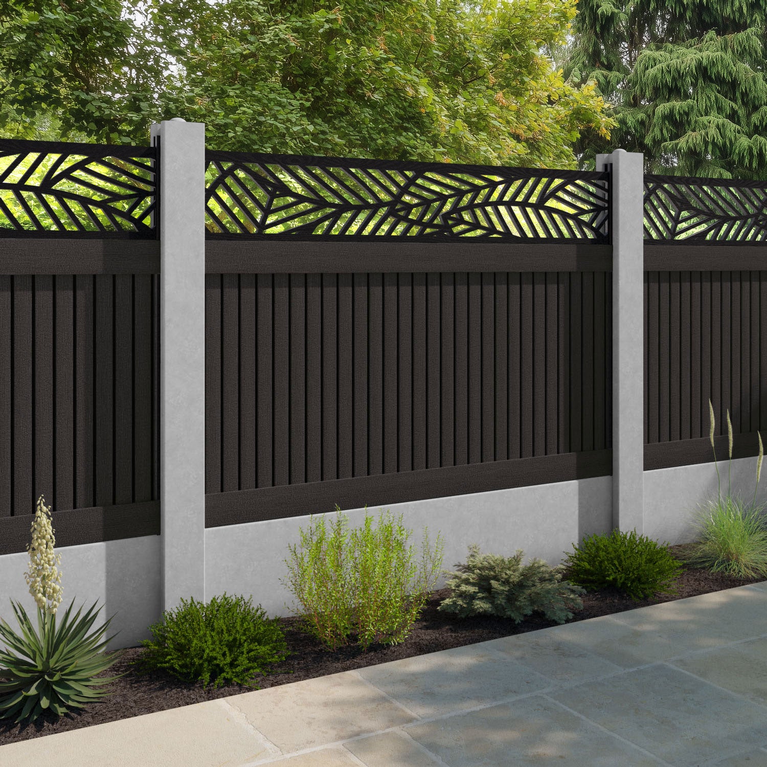 Virtis Habitat Fence Panel - Dark Oak - for existing concrete posts