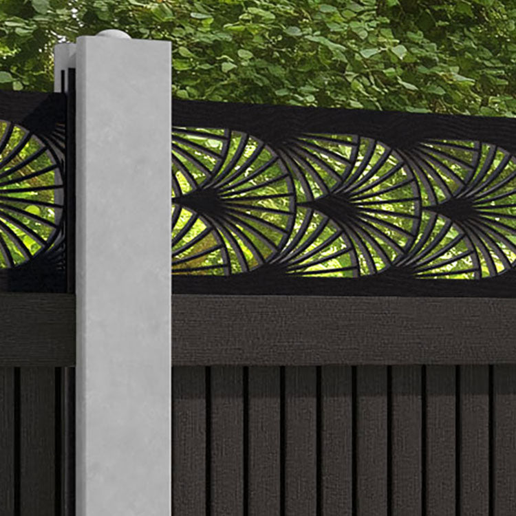 Virtis Laurel Fence Panel - Dark Oak - for existing concrete posts