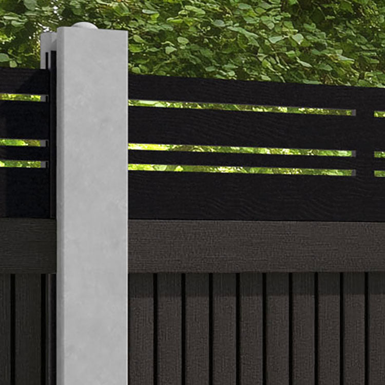 Virtis Linea Fence Panel - Dark Oak - for existing concrete posts