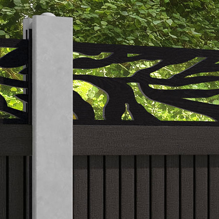 Virtis Malawi Fence Panel - Dark Oak - for existing concrete posts
