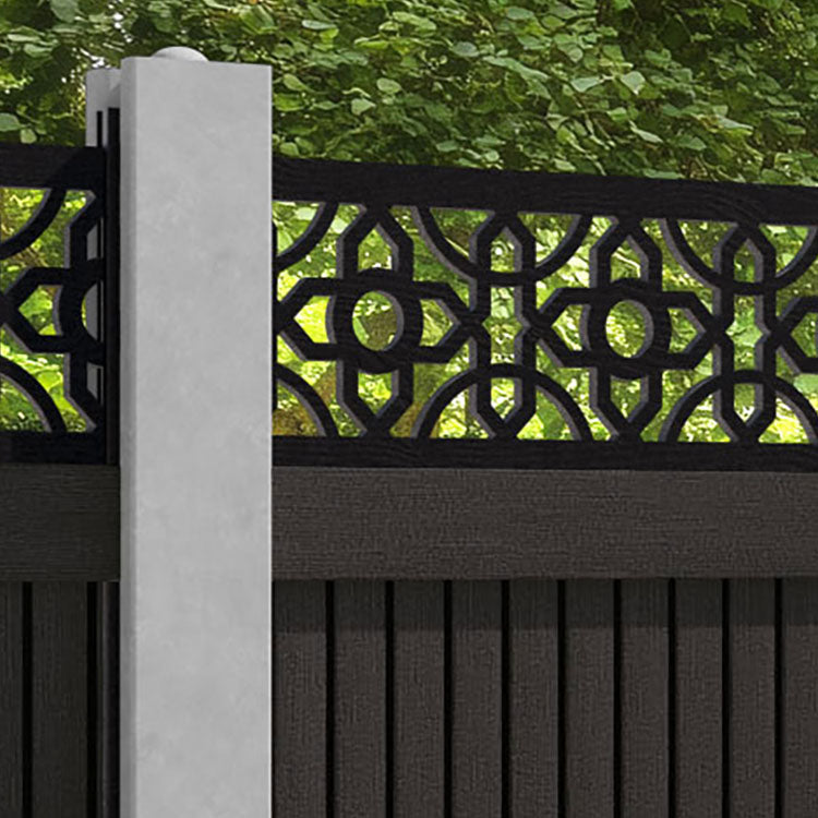 Virtis Nabila Fence Panel - Dark Oak - for existing concrete posts