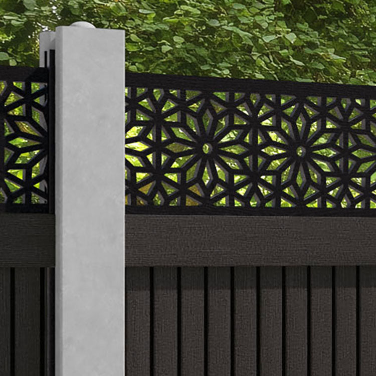 Virtis Narwa Fence Panel - Dark Oak - for existing concrete posts