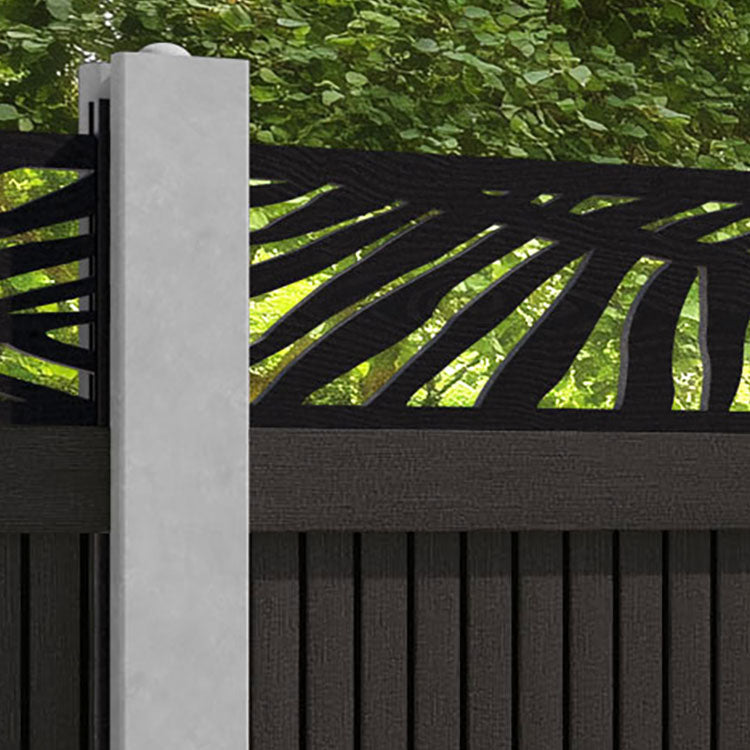 Virtis Palm Fence Panel - Dark Oak - for existing concrete posts