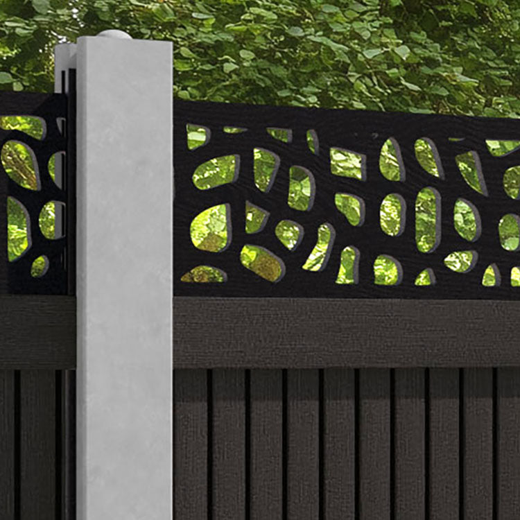 Virtis Pebble Fence Panel - Dark Oak - for existing concrete posts