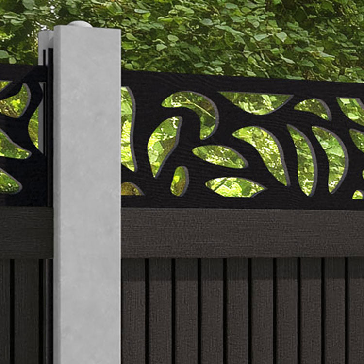 Virtis Plume Fence Panel - Dark Oak - for existing concrete posts