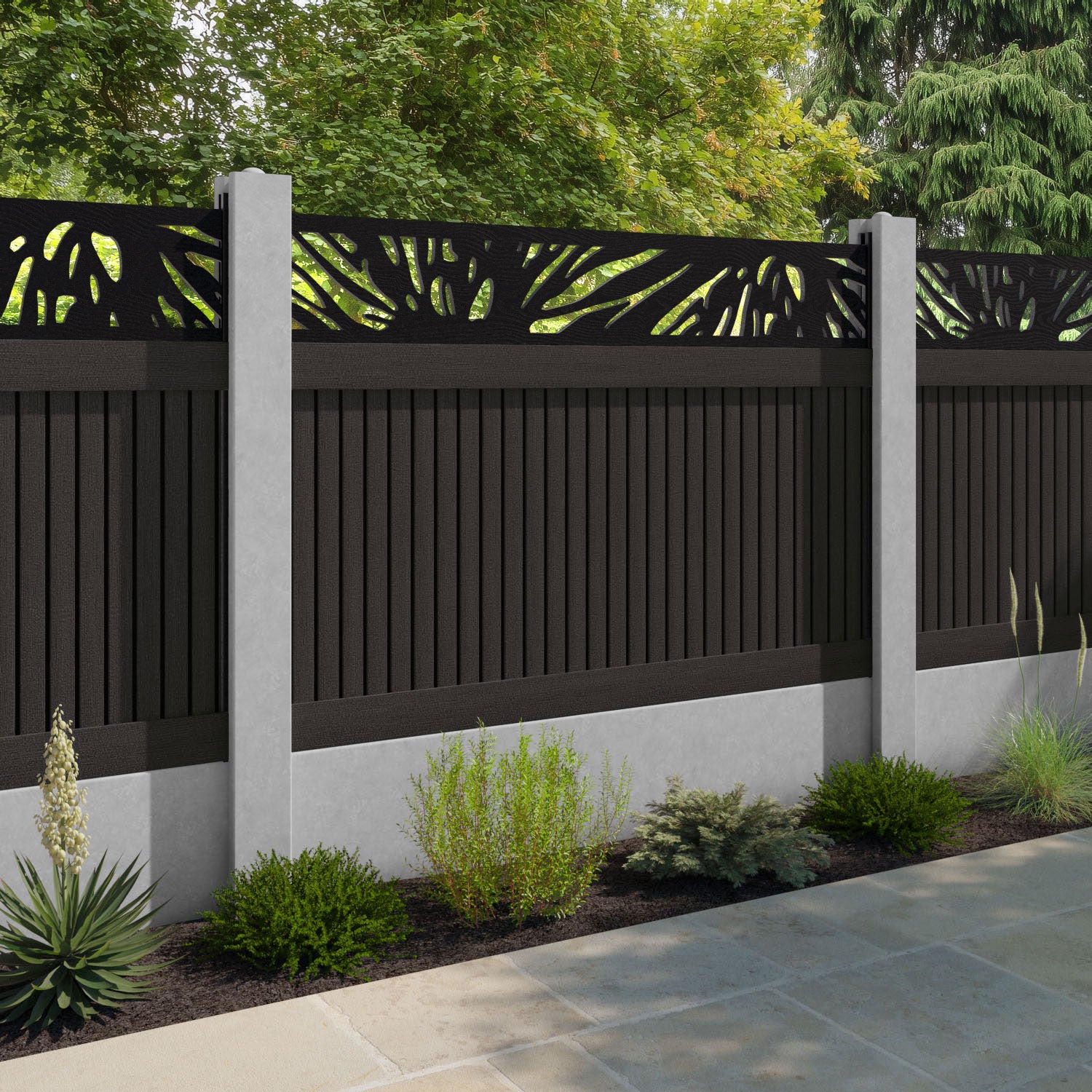 Virtis Poppy Fence Panel - Dark Oak - for existing concrete posts