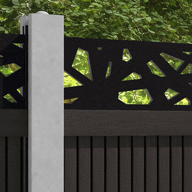 Virtis Prism Fence Panel - Dark Oak - for existing concrete posts
