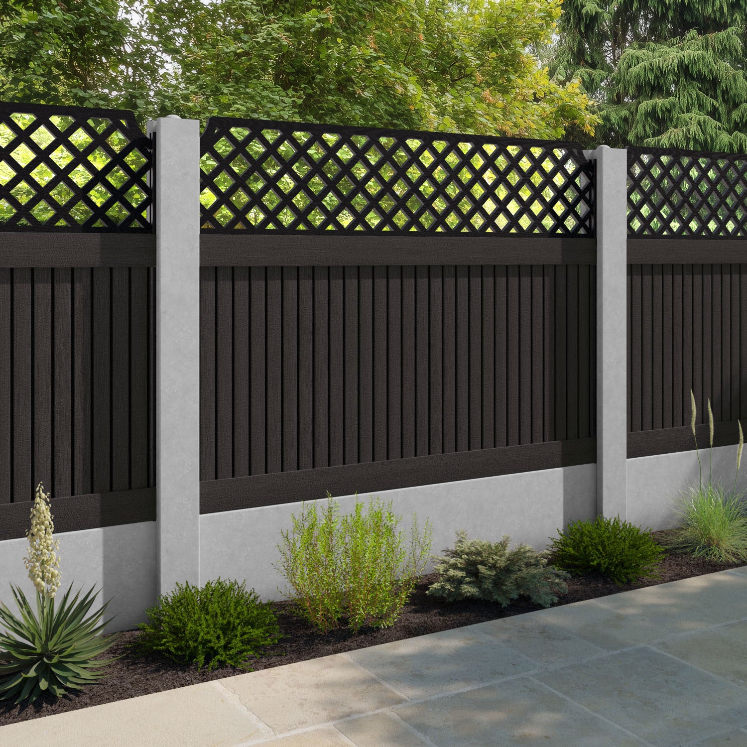 Virtis Regal Hive Fence Panel - Dark Oak - for existing concrete posts