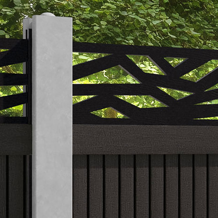 Virtis Zenith Fence Panel - Dark Oak - for existing concrete posts