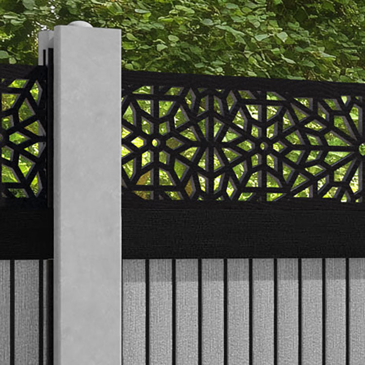 Virtis Alnara Fence Panel - Light Grey - for existing concrete posts