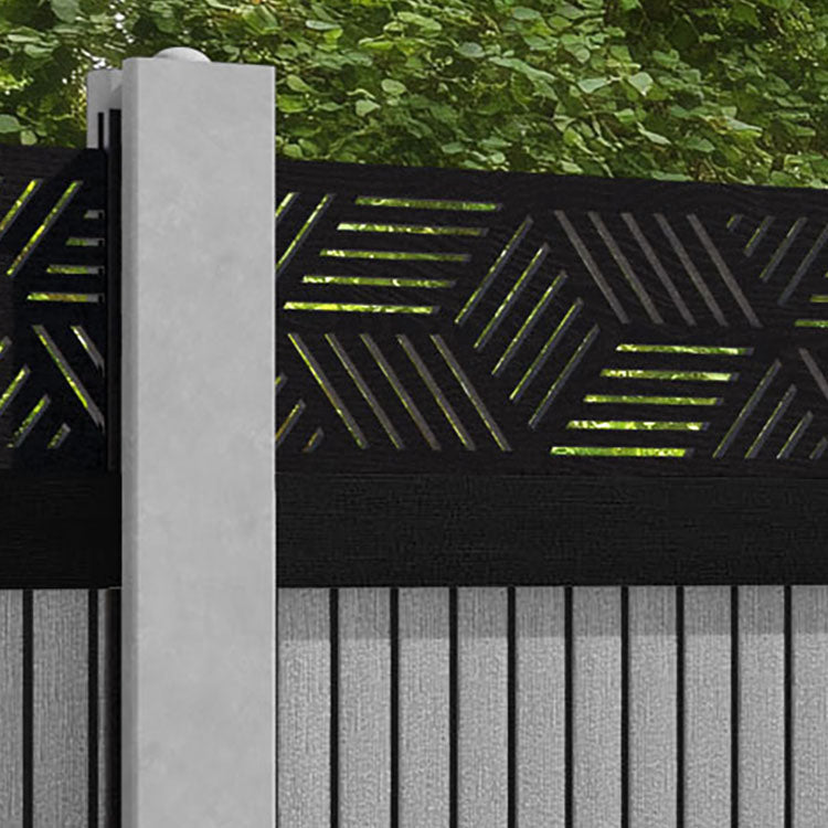 Virtis Cubed Fence Panel - Light Grey - for existing concrete posts