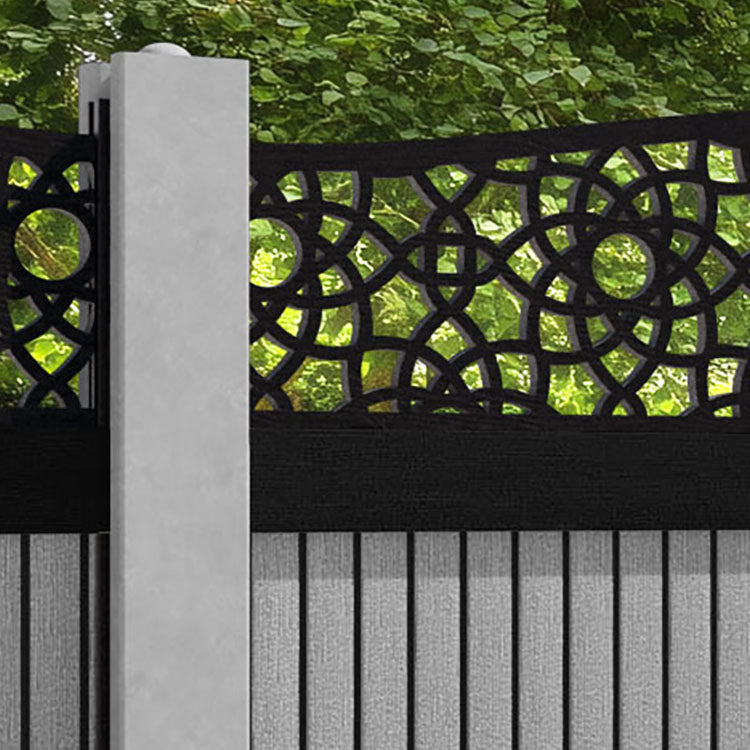 Virtis Ambar Curved Top Fence Panel - Light Grey - for existing concrete posts