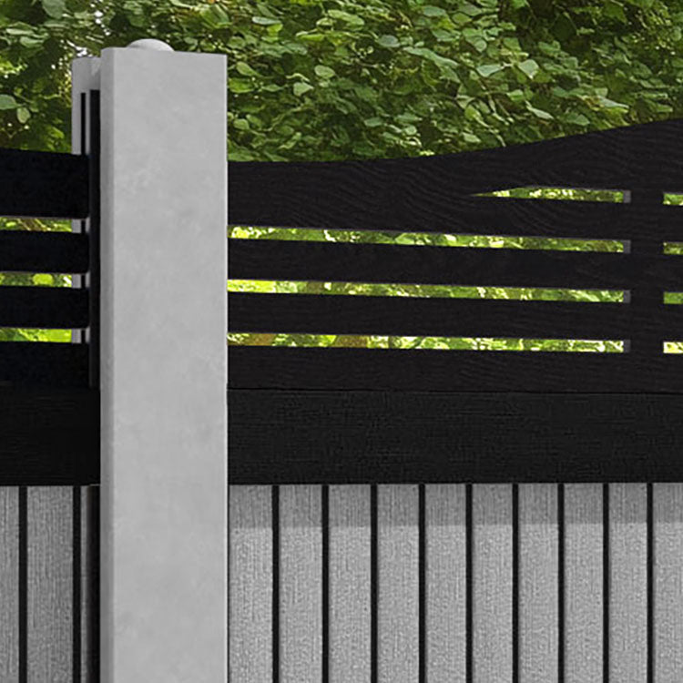 Virtis Aspen Curved Top Fence Panel - Light Grey - for existing concrete posts