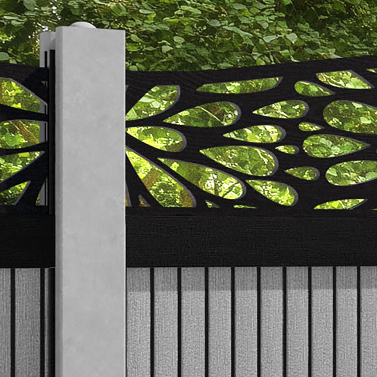 Virtis Blossom Curved Top Fence Panel - Light Grey - for existing concrete posts