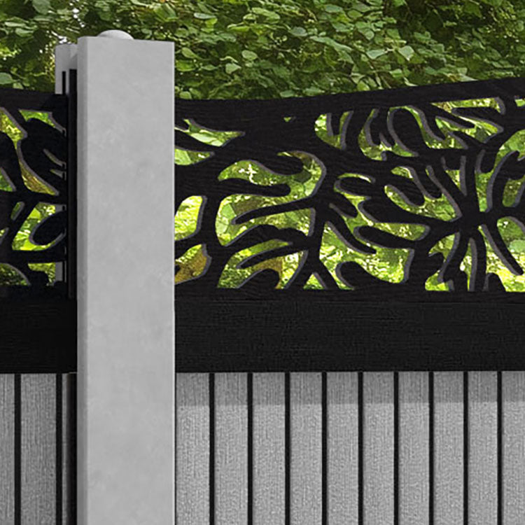 Virtis Botanic Curved Top Fence Panel - Light Grey - for existing concrete posts