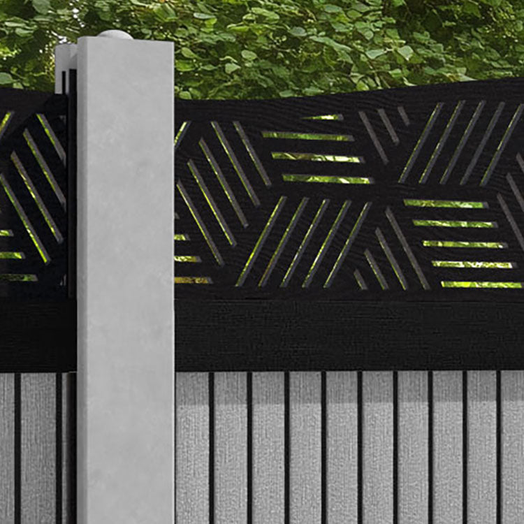 Virtis Cubed Curved Top Fence Panel - Light Grey - for existing concrete posts