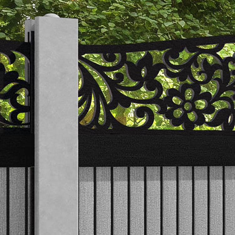 Virtis Eden Curved Top Fence Panel - Light Grey - for existing concrete posts