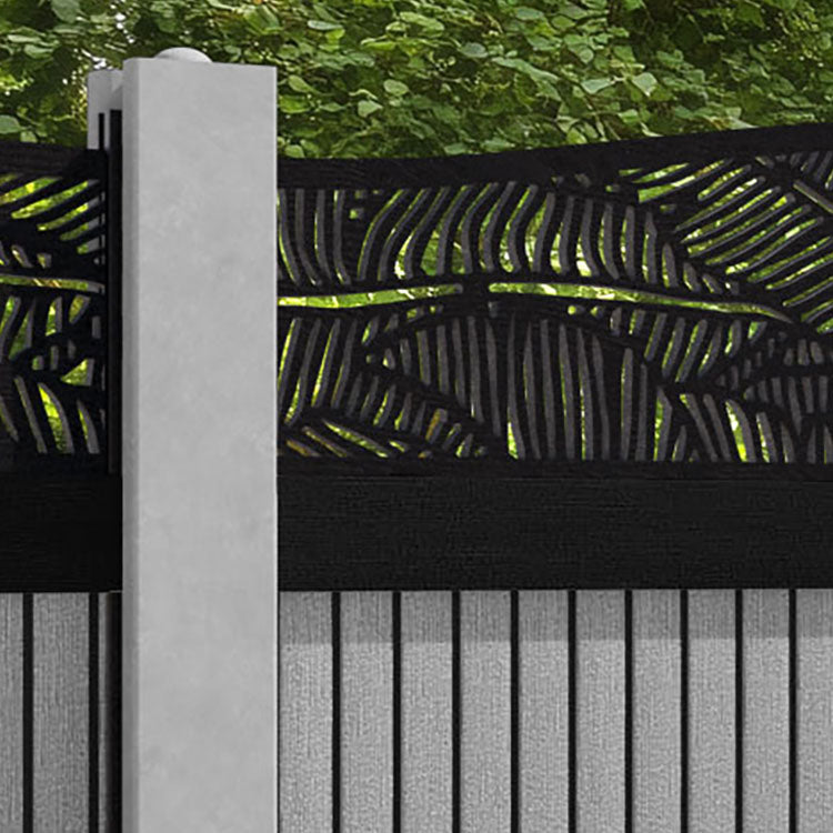 Virtis Feather Curved Top Fence Panel - Light Grey - for existing concrete posts
