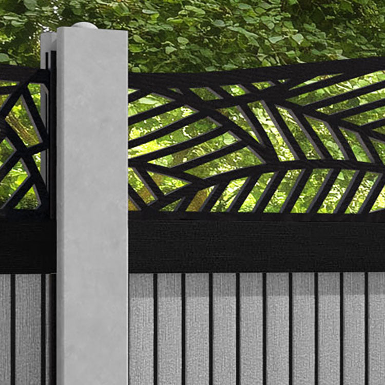 Virtis Habitat Curved Top Fence Panel - Light Grey - for existing concrete posts