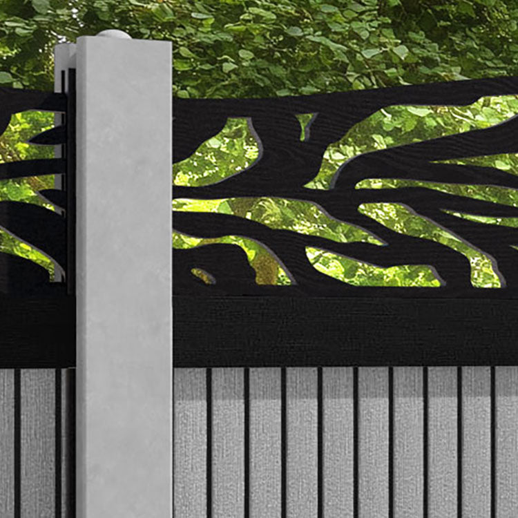 Virtis Malawi Curved Top Fence Panel - Light Grey - for existing concrete posts