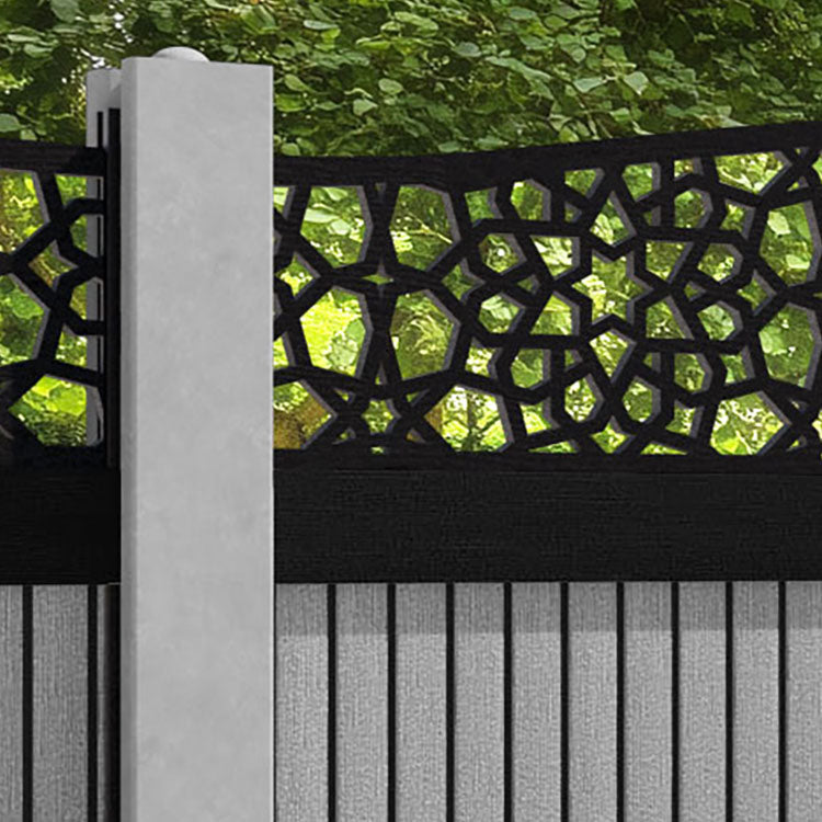 Virtis Nazira Curved Top Fence Panel - Light Grey - for existing concrete posts