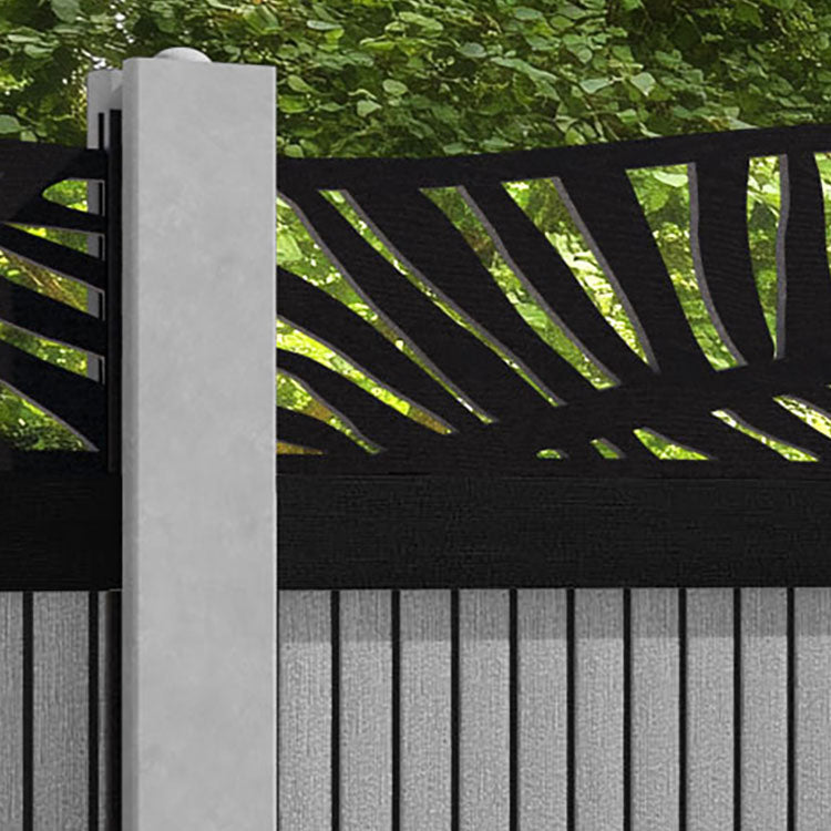Virtis Palm Curved Top Fence Panel - Light Grey - for existing concrete posts