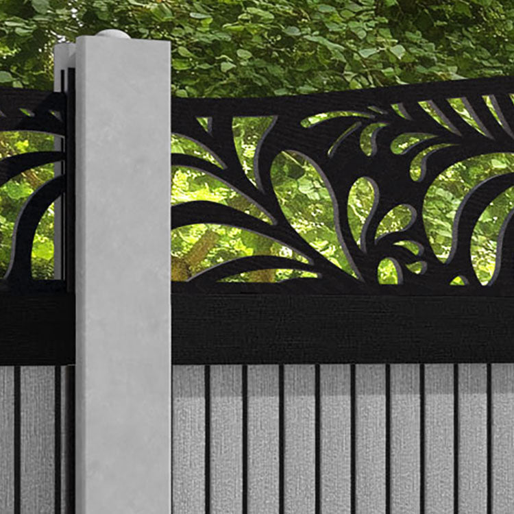 Virtis Petal Curved Top Fence Panel - Light Grey - for existing concrete posts