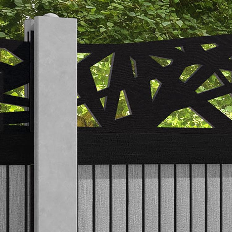 Virtis Prism Curved Top Fence Panel - Light Grey - for existing concrete posts