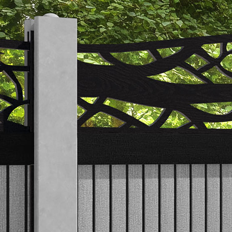Virtis Twilight Curved Top Fence Panel - Light Grey - for existing concrete posts