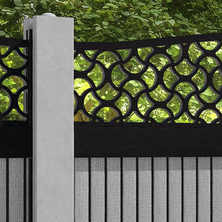Virtis Vida Curved Top Fence Panel - Light Grey - for existing concrete posts