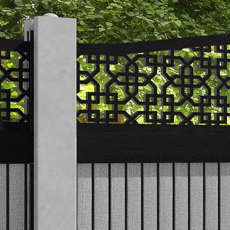 Virtis Zaria Curved Top Fence Panel - Light Grey - for existing concrete posts