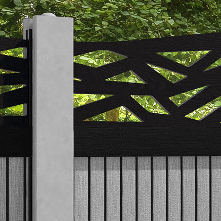 Virtis Zenith Curved Top Fence Panel - Light Grey - for existing concrete posts