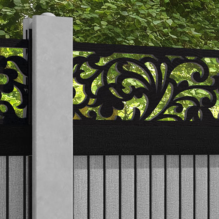 Virtis Eden Fence Panel - Light Grey - for existing concrete posts