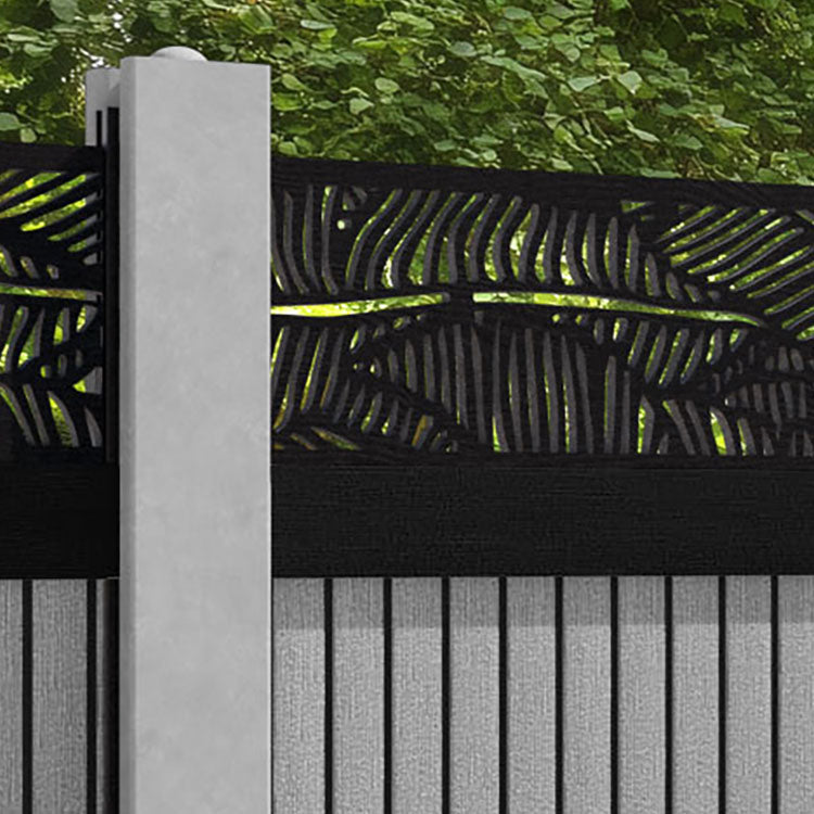 Virtis Feather Fence Panel - Light Grey - for existing concrete posts